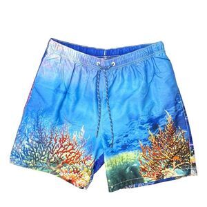 RARE Tommy Bahama Sz L Underwater Coral Reef Coast Swim Trunks Relax Short HTF